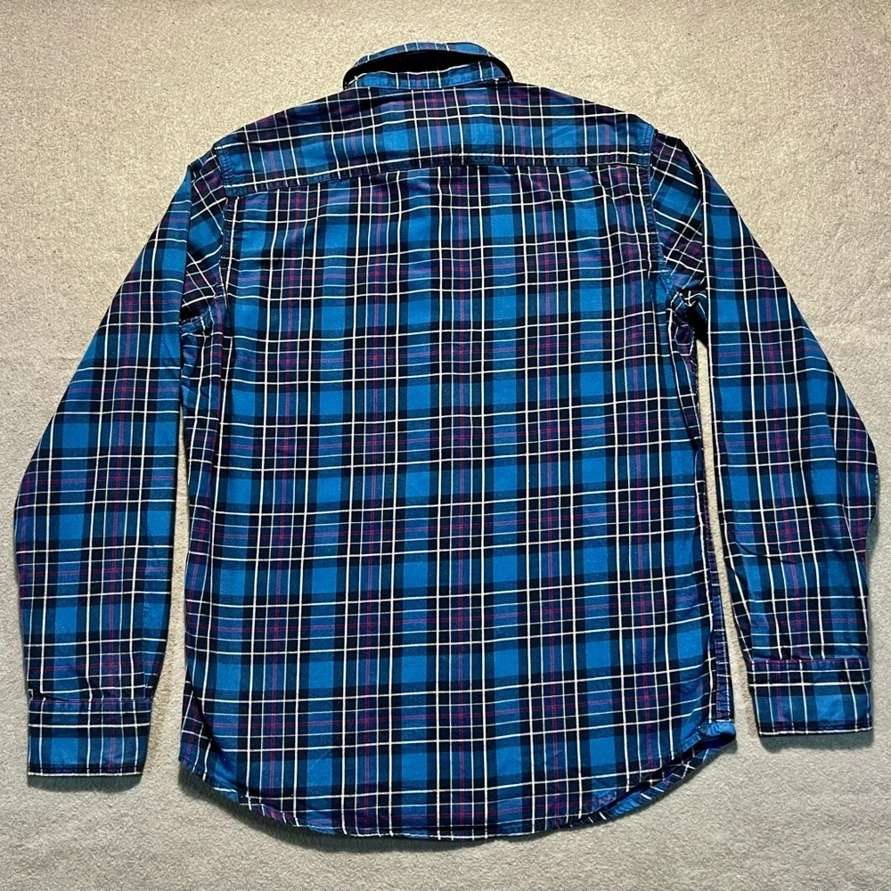 American Eagle Outfitters Men’s Small Blue Plaid Button Up Shirt Athletic Fit